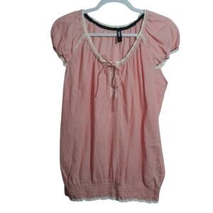 Colours Of The World Red Stripe Nautical Casual Cotton Short Sleeve Top Size L